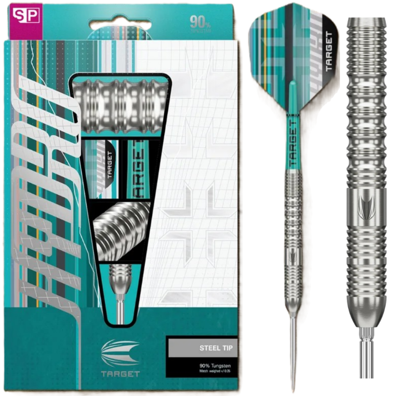 Target darts with packaging on a white background