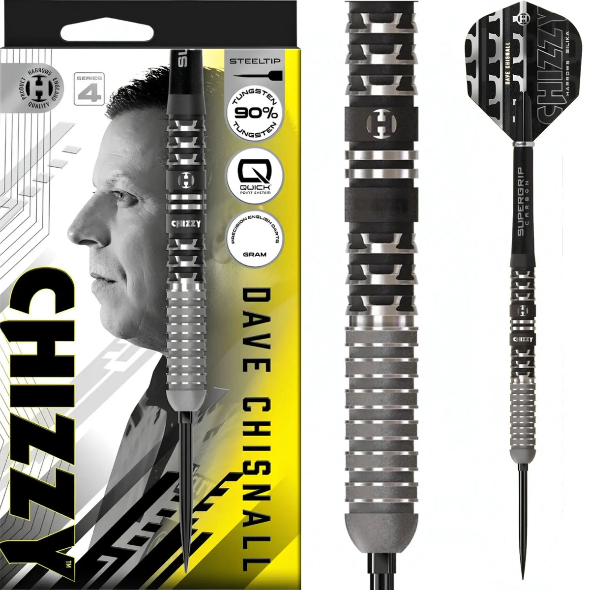 Harrows Dave Chisnall Chizzy Series 4 90% Tungsten Quick Point Steel Tip Darts