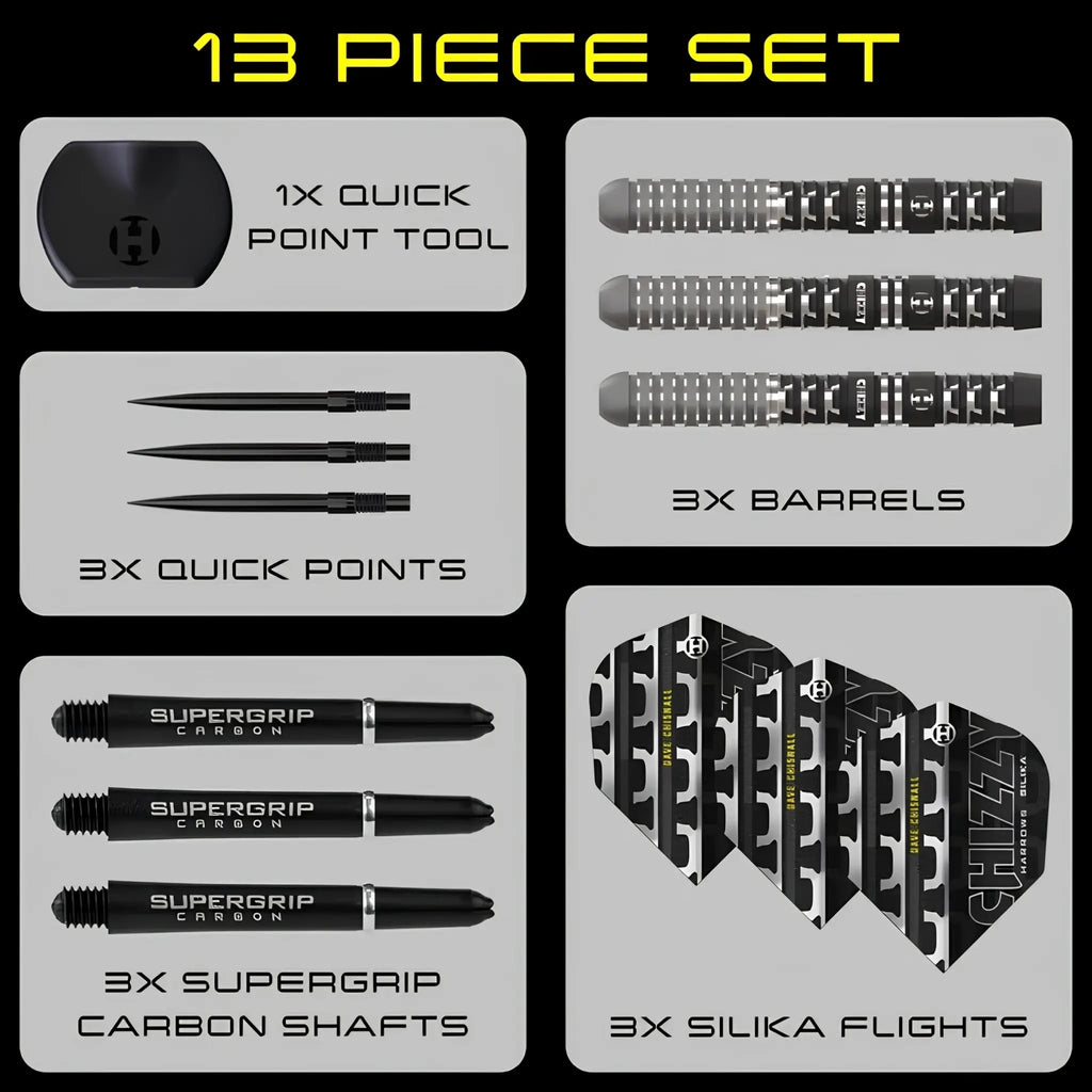 Harrows Dave Chisnall Chizzy Series 4 90% Tungsten Quick Point Steel Tip Darts