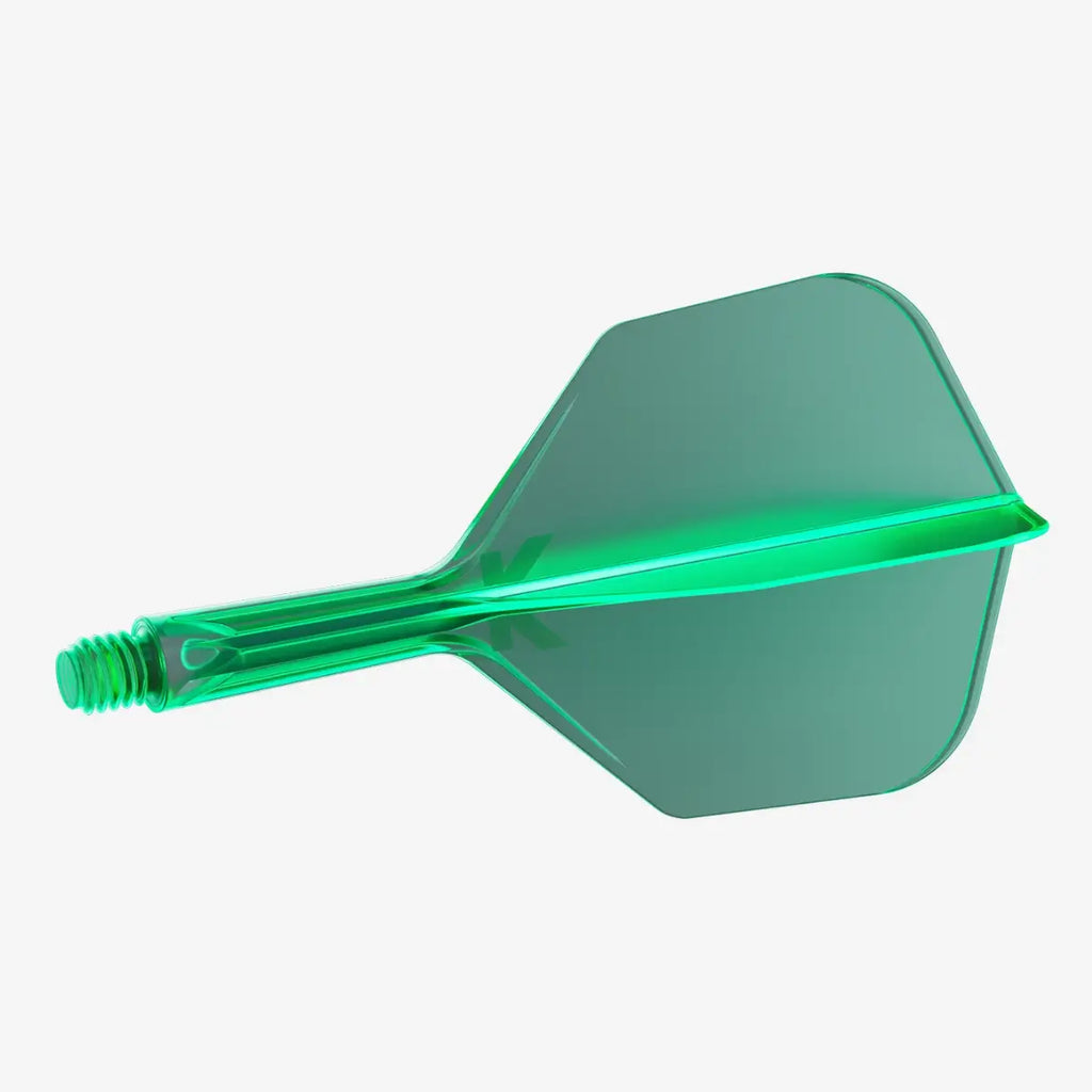 Green dart flight on a white background