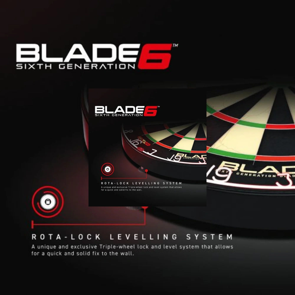 Blade 6 Sixth Generation dartboard with Rota-Lock