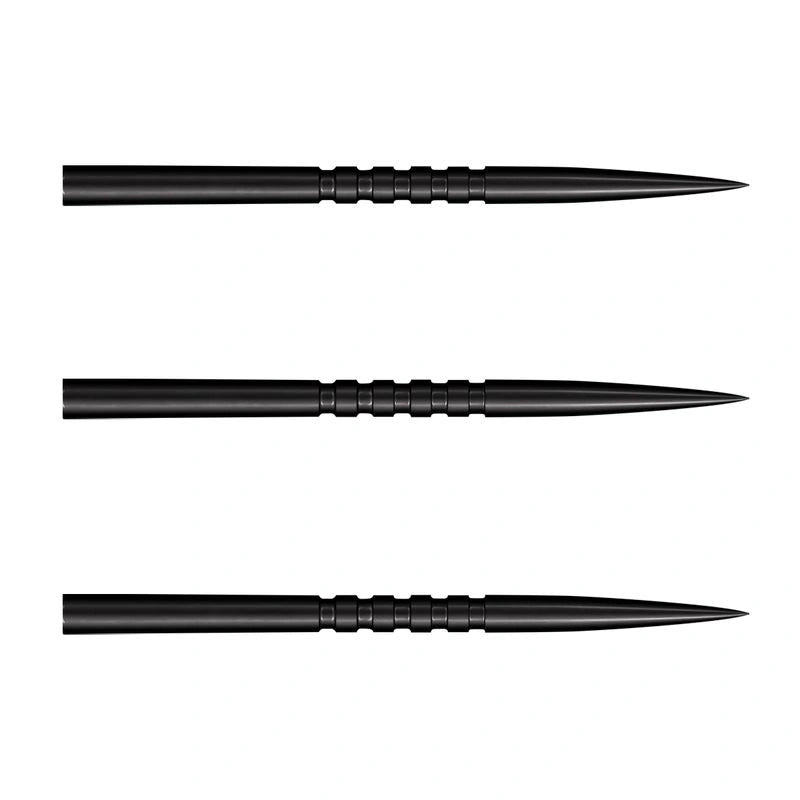 Three black tactical pens on a white background