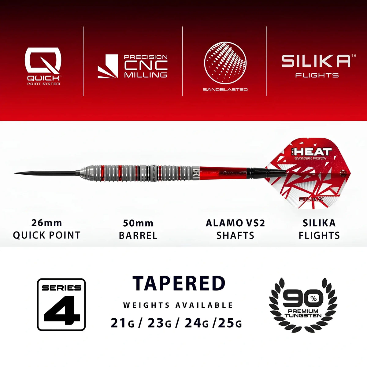 Harrows Damon Heta Series 4 90% Tungsten Steel Tip Darts