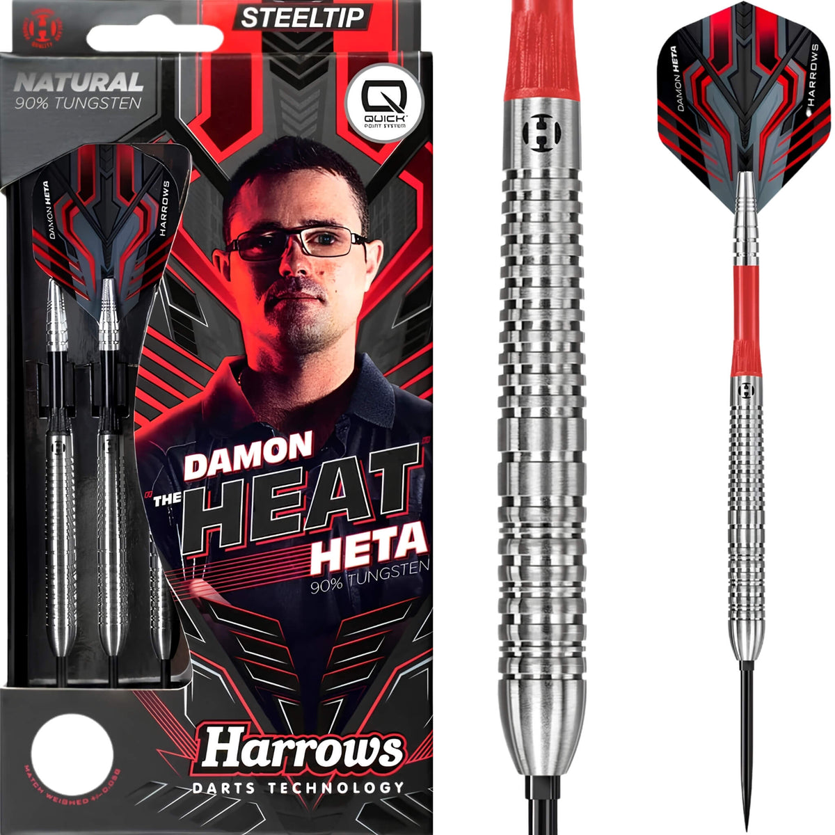 Harrows Damon Heta Natural 90% Tungsten Steel Tip Darts