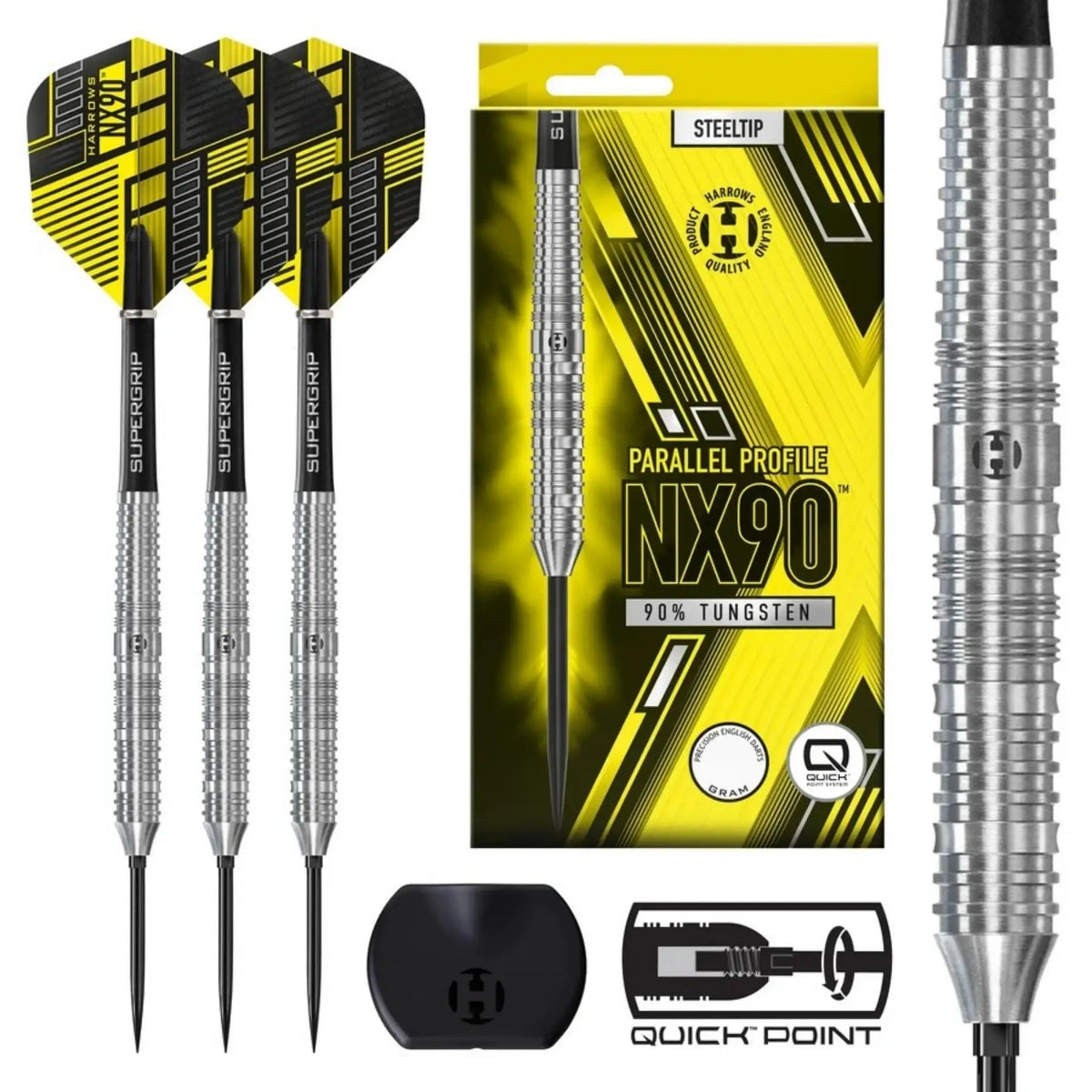 Harrows NX90 Parallel 90% Tungsten Quick Point Steel Tip Darts