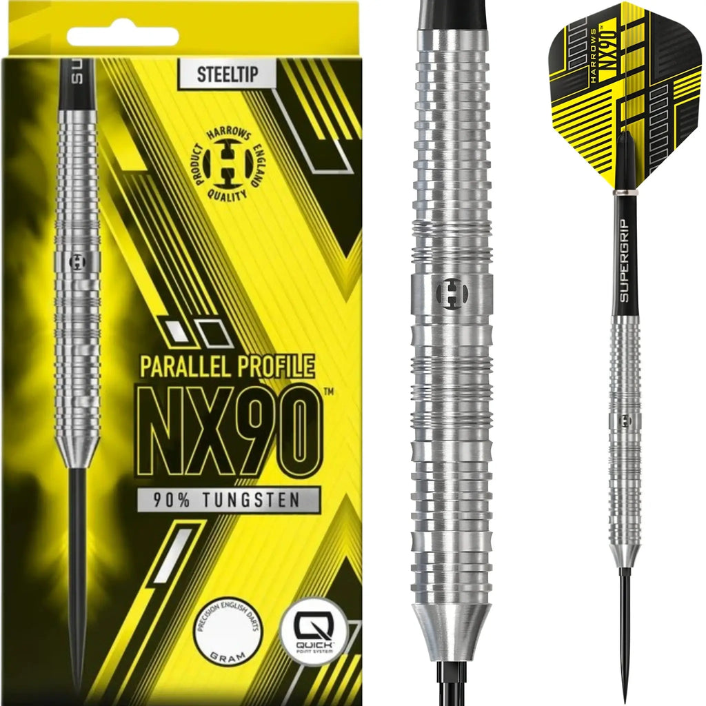 Harrows NX90 Parallel 90% Tungsten Quick Point Steel Tip Darts