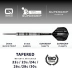 Harrows Supergrip Quick Point Tapered 90% Tungsten Steel Tip Darts