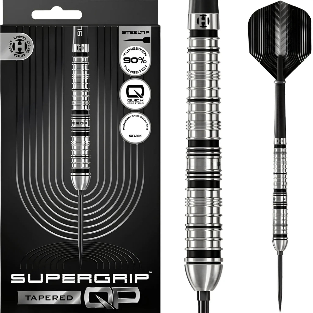 Harrows Supergrip Quick Point Tapered 90% Tungsten Steel Tip Darts