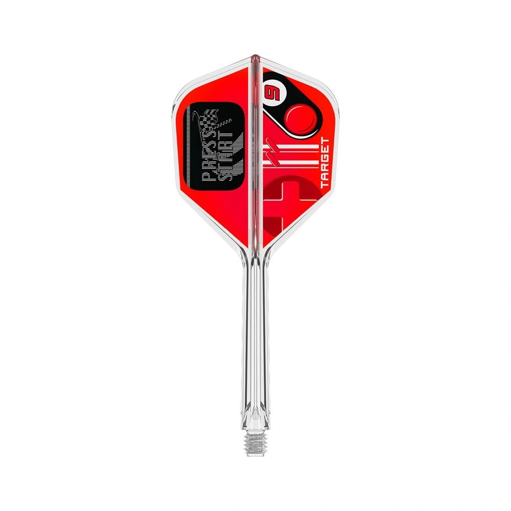 Dart with red and black target design on a white background