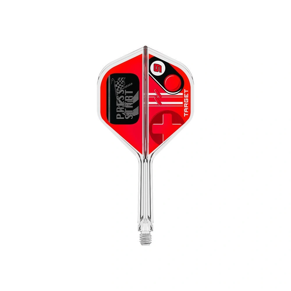 Red and black dart flight with Target branding on a white background