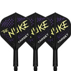 Four black darts with purple and yellow 'The Duke' branding on a white background
