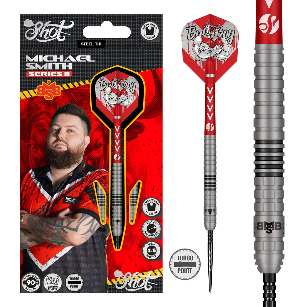 Shot Michael Smith Series II 90% Tungsten Steel Tip Darts