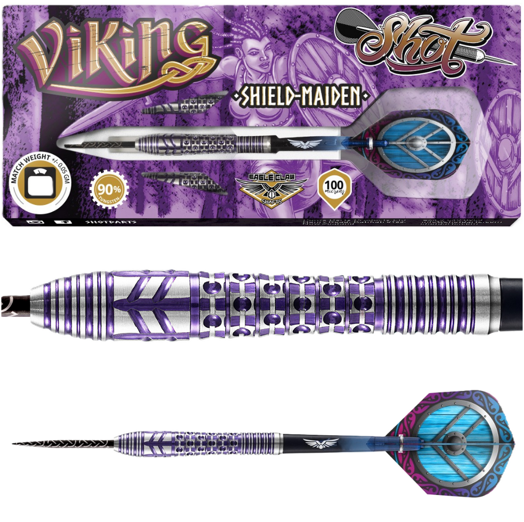 Viking Shield Maiden darts with packaging on a white background