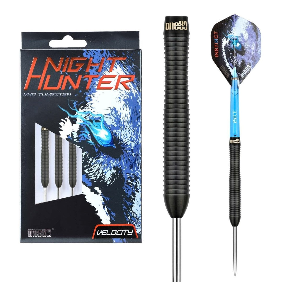 Darts with packaging labeled 'Night Hunter' on a white background