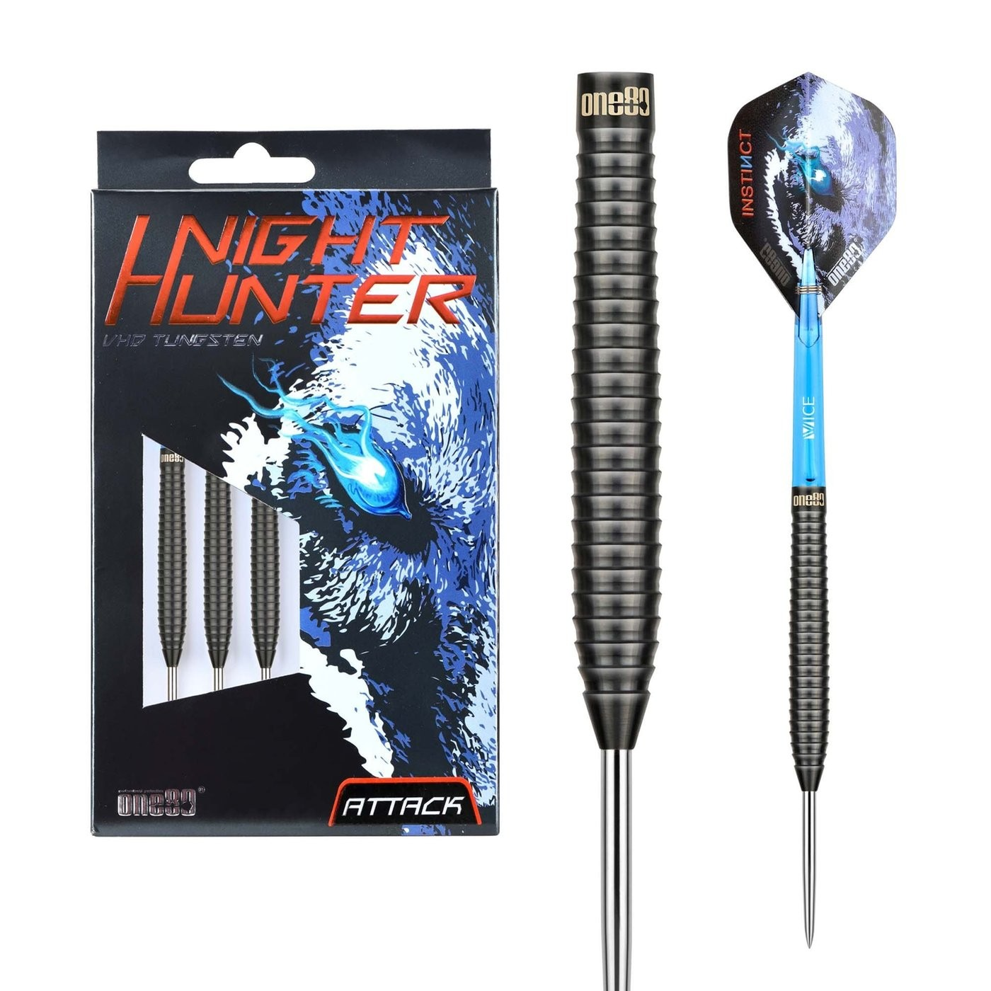 Two darts with a 'Knight Hunter' packaging on a white background