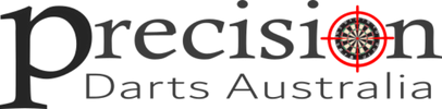 Logo of Precision Darts Australia with a dartboard icon.