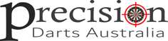 Logo of Precision Darts Australia with a dartboard icon.