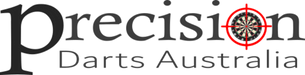 Logo of Precision Darts Australia with a dartboard icon.