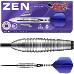 Shot Zen Budo darts with blue flights on a white background