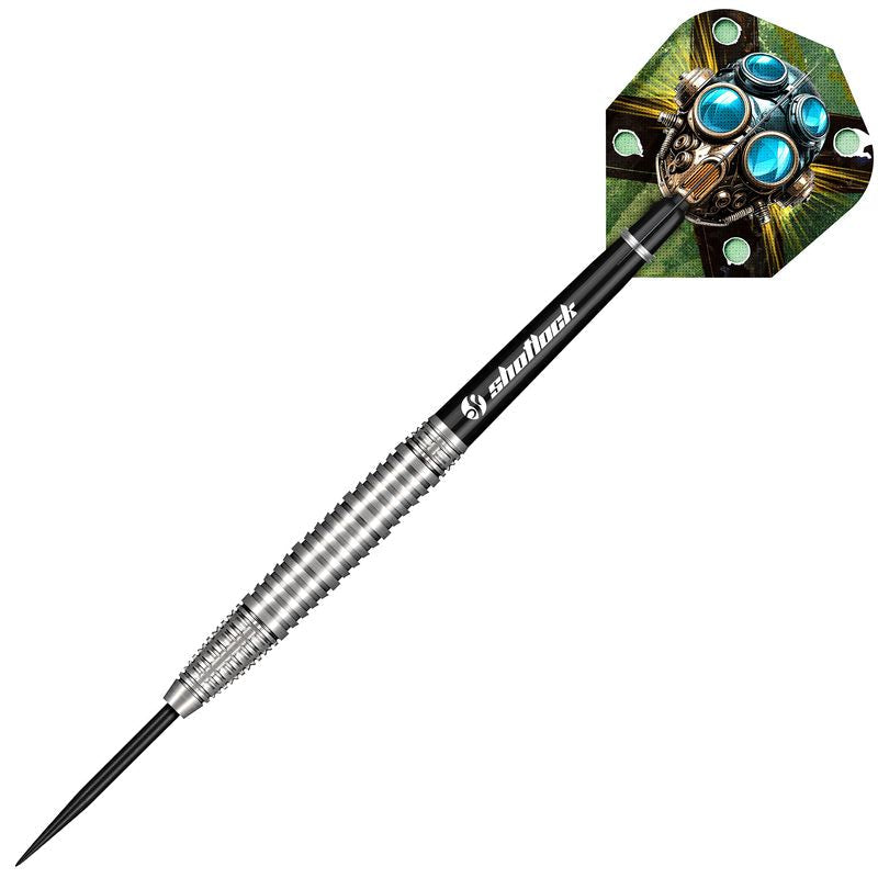 Shot Krush Dart with a decorative flight on a white background