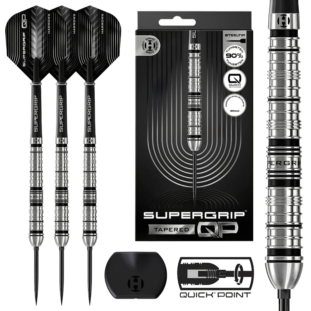 Harrows Supergrip Quick Point Tapered 90% Tungsten Steel Tip Darts