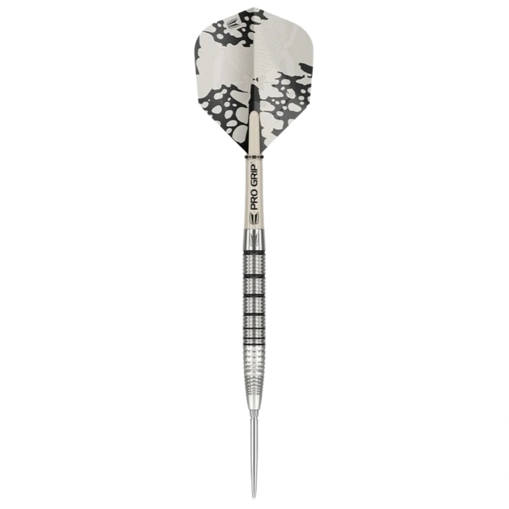 Dart with black and white pattern on a white background