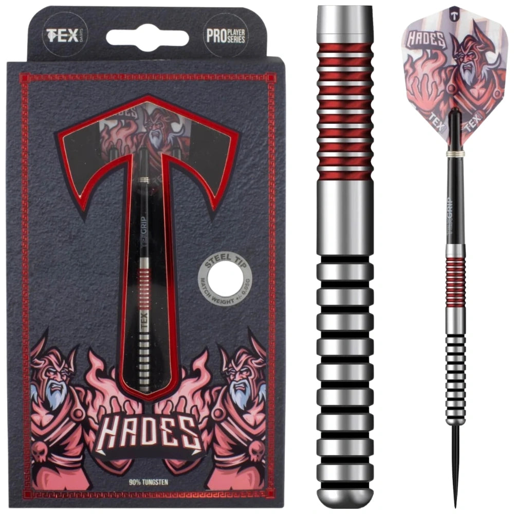 Hades-themed darts with packaging and additional dart on a white background