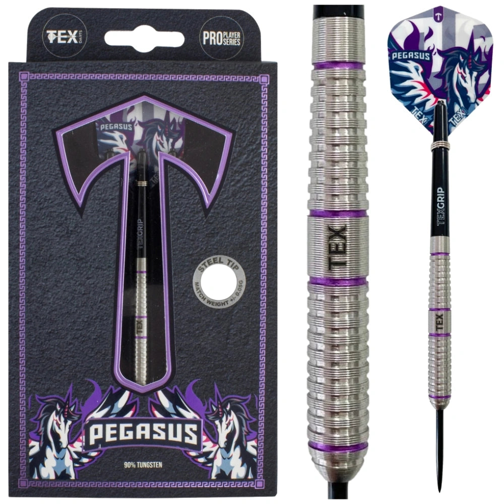 Pegasus darts with packaging on a white background