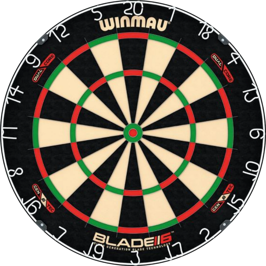 Winmau Blade 6 Dual Core dartboard with PDC logo