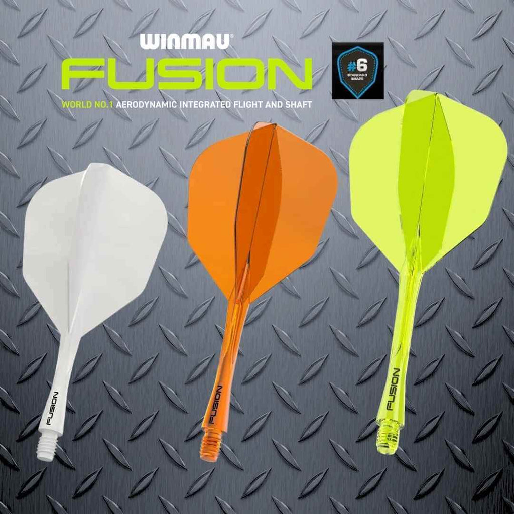 Winmau Fusion No6 white, orange, and green Integrated Stem & flights