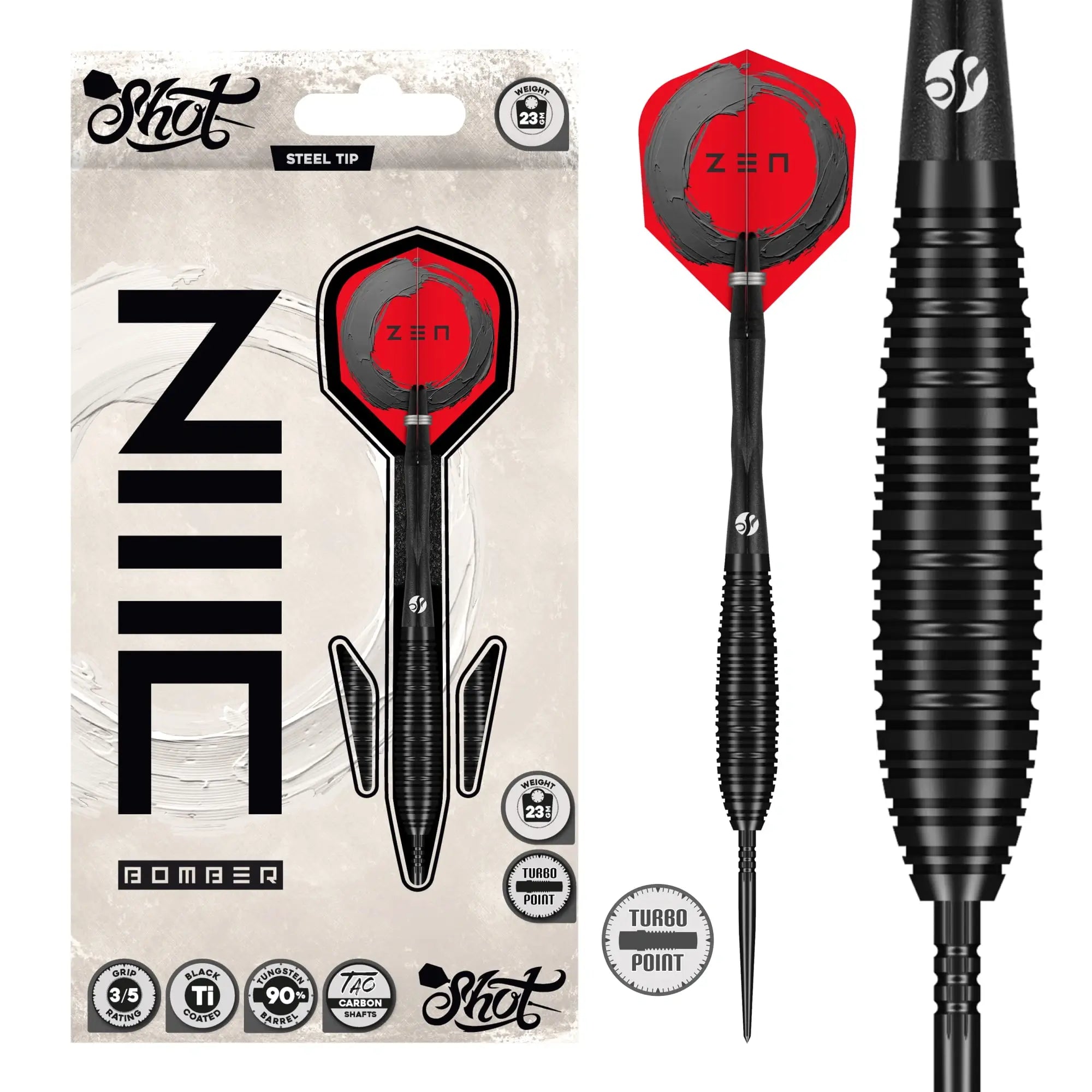 Shot Zen Bomber 90% Tungsten Steel Tip Darts