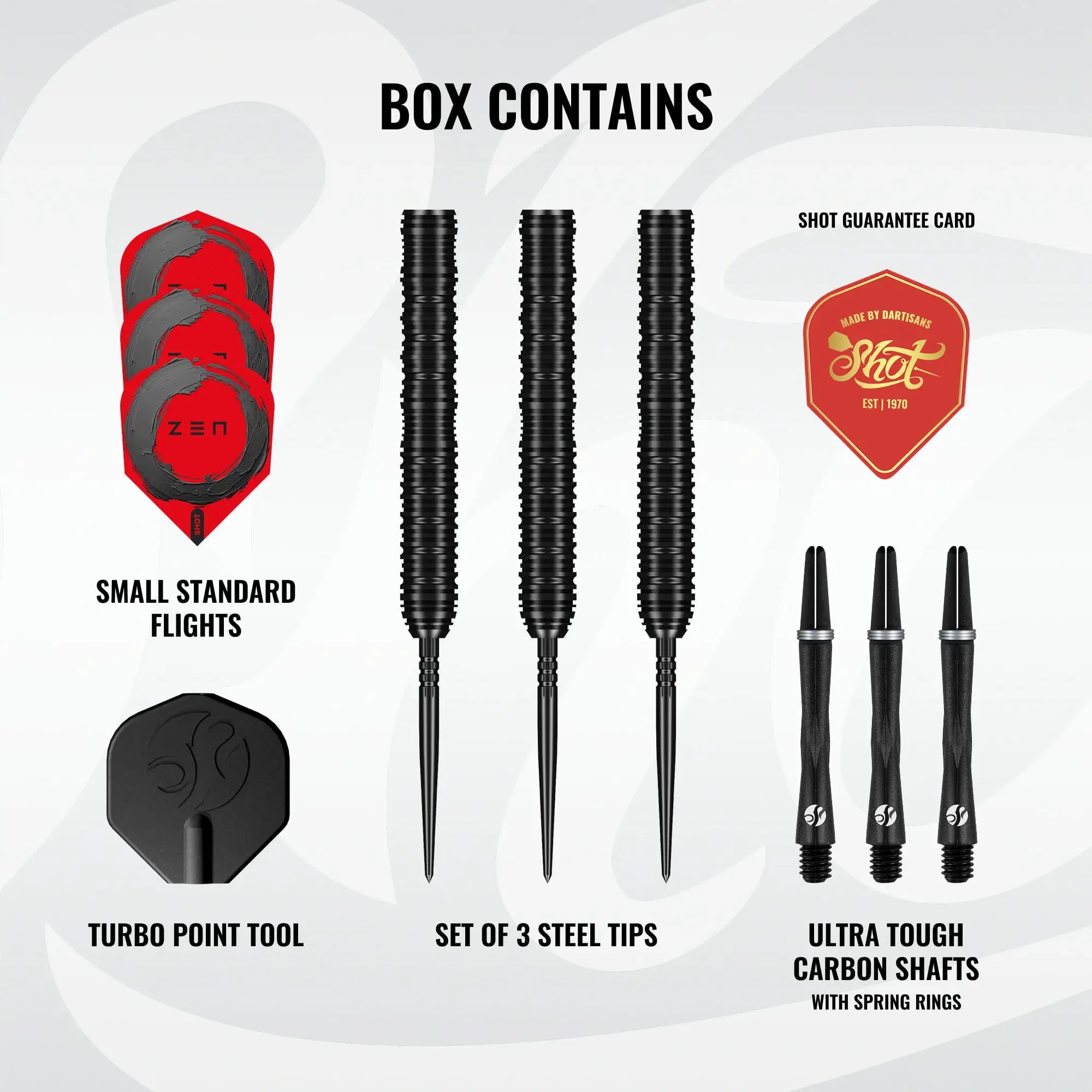 Shot Zen Straight 90% Tungsten Steel Tip Darts