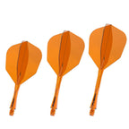 Three orange darts with black accents on a white background