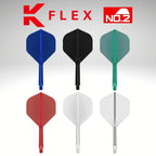 Set of K Flex No.2 darts in various colors on a gray background