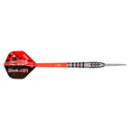 Red and black dart with 'Black J 21' branding on a white background